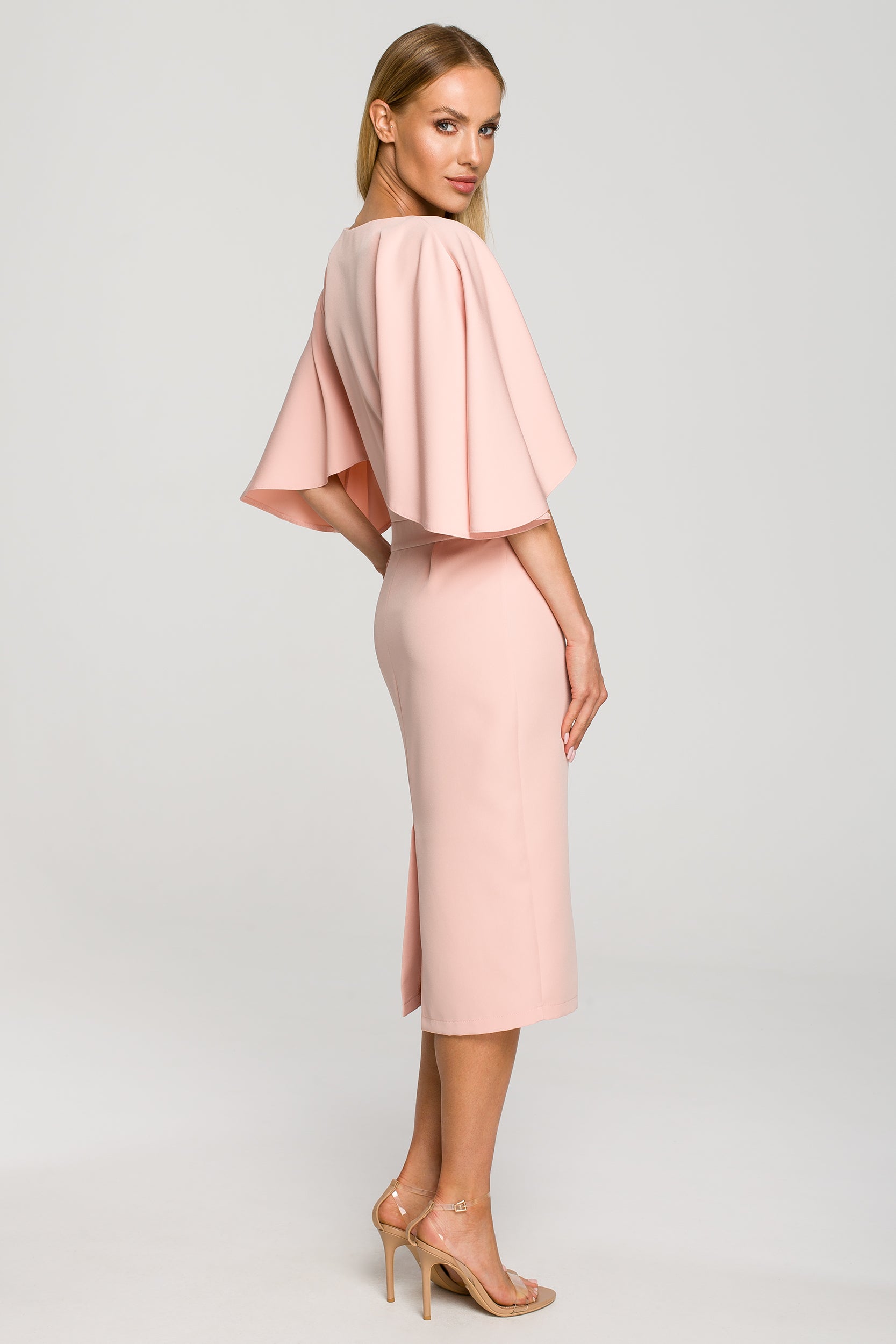 Kimono Sleeve Pink Midi Dress