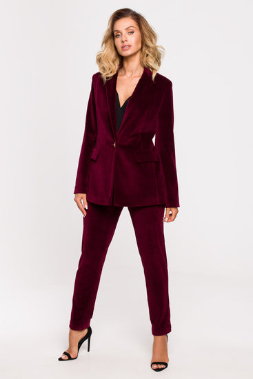Buy Wine Red Velvet Blazer Suit at Strictly Influential