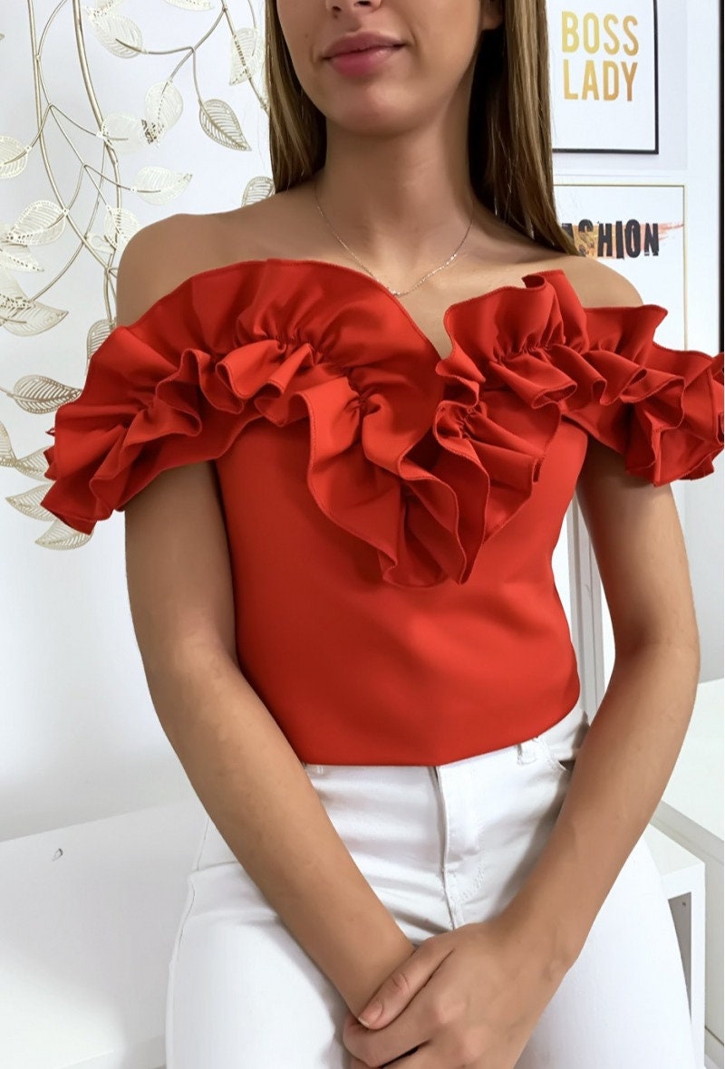 Red Off The Shoulder Sexy Top - Tops & blouses